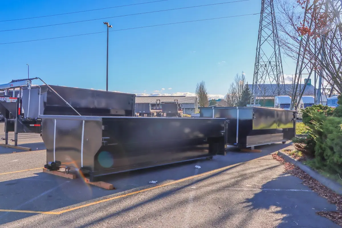 Roll-off dumpster ready for waste disposal at job site for Yard Waste Dumpster Rental in Plum